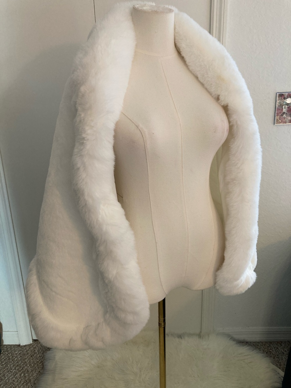 White fur cape shawl poncho wedding